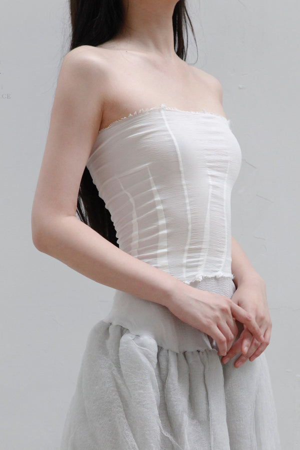 Marc Le Bihan 10-meter silk shrink elastic stretch tube top 26917 series France MLB-26917-BAI White